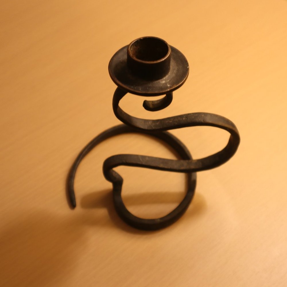 Hand-Forged Black Spiral Metal Candle Holder